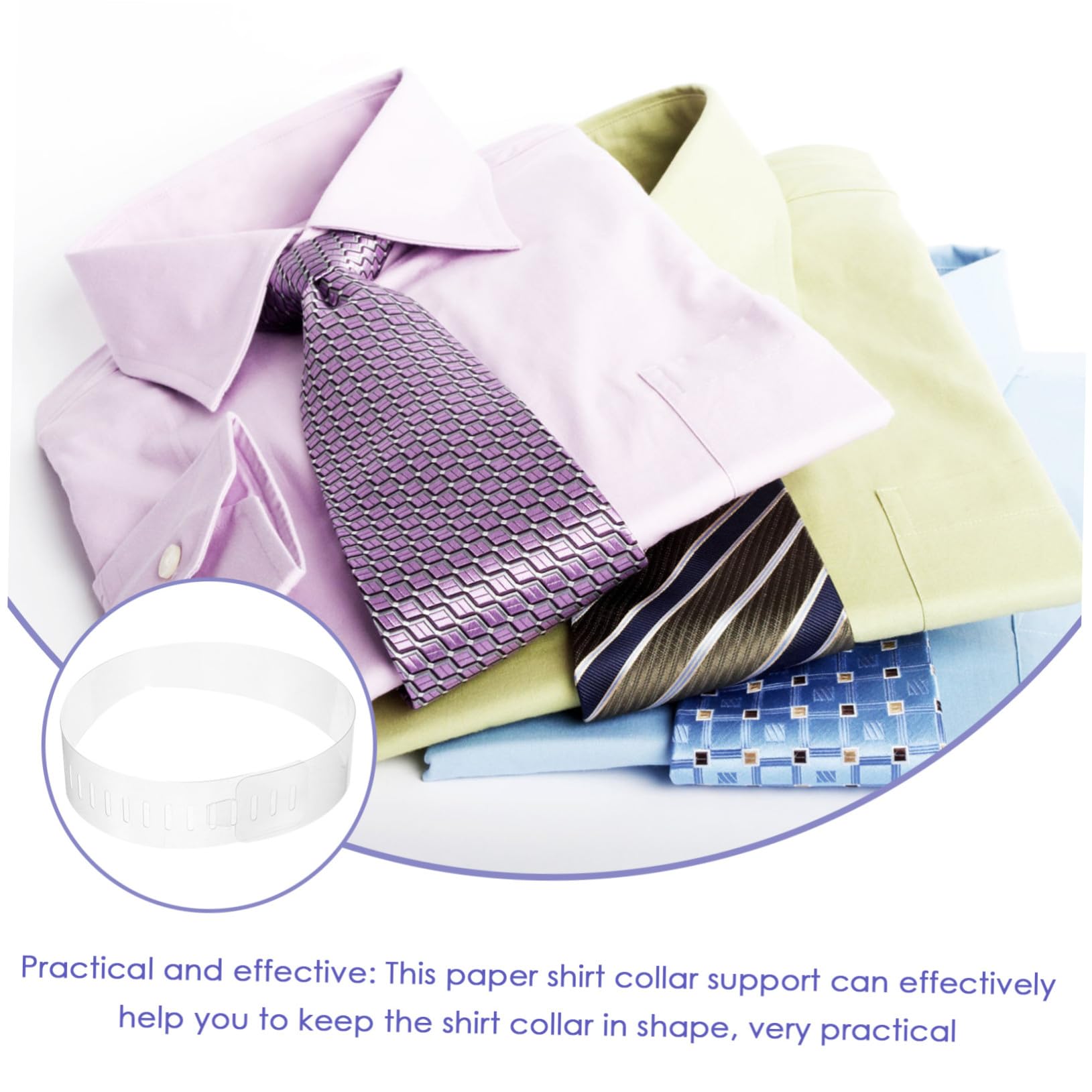 100 piezas Soportes de Plástico Transparentes para Cuello de Camisa Refuerzos Resistentes para la Forma y Portátiles para Hombre
