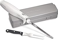 Hamilton Beach Electric Knife Set with Fork & Storage Case - Serrated Stainless Steel Blades for Meats, Bread, Turkey Carving & Crafts