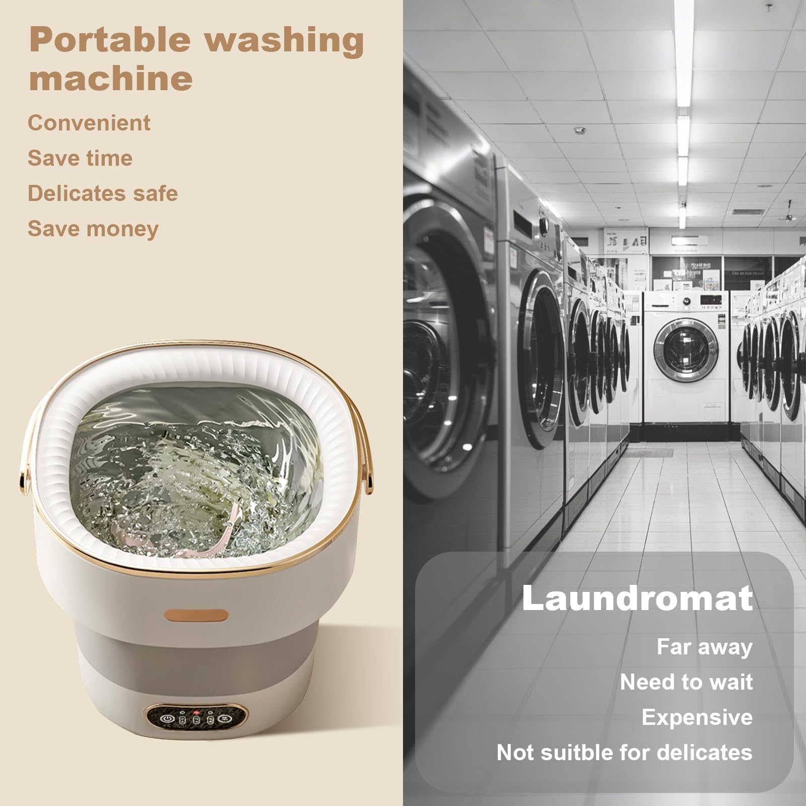 Faltbare Mini Waschmaschine 13L, 2-in-1 Tragbare Waschmaschine Mit Touchscreen & Schleuderkorb, 4 Modi Reisewaschmaschine Für Unterwäsche Socken Babykleidung & Camping Wohnmobil Apartment Dorm, Weiß