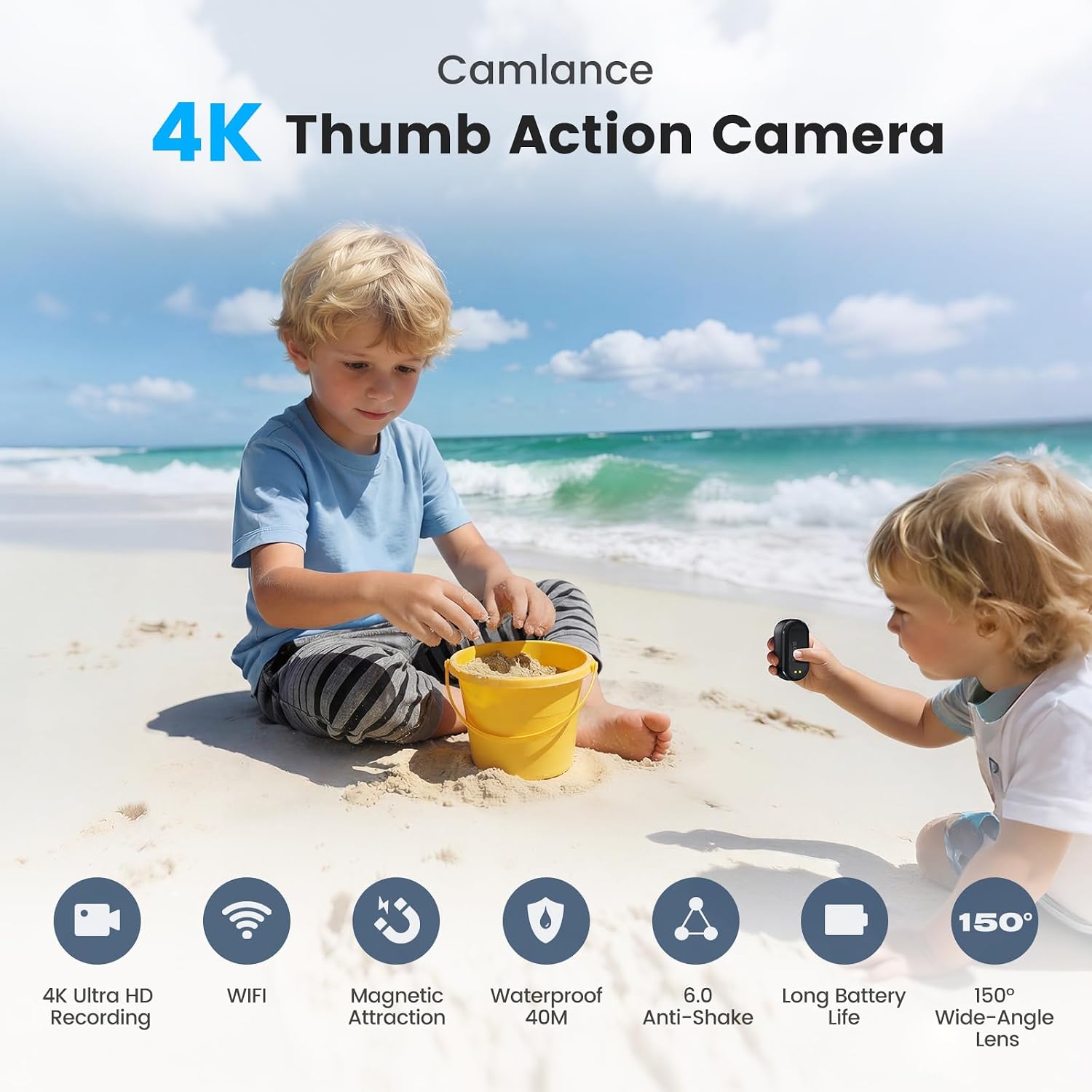 4K Mini Body Camera,Wearable Magnetic Thumb Action Camera,6-Axis Stabilized Portable POV Cam,40M Waterproof Camera,with Motorcycle Helmet/Cycling Mounting Accessories (Supports 256GB TF Card)