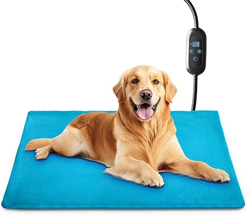 Almohadilla térmica para mascotas con 6 ajustes de temperatura ajustables, alfombrilla térmica para gatos con termostato inteligente integrado,