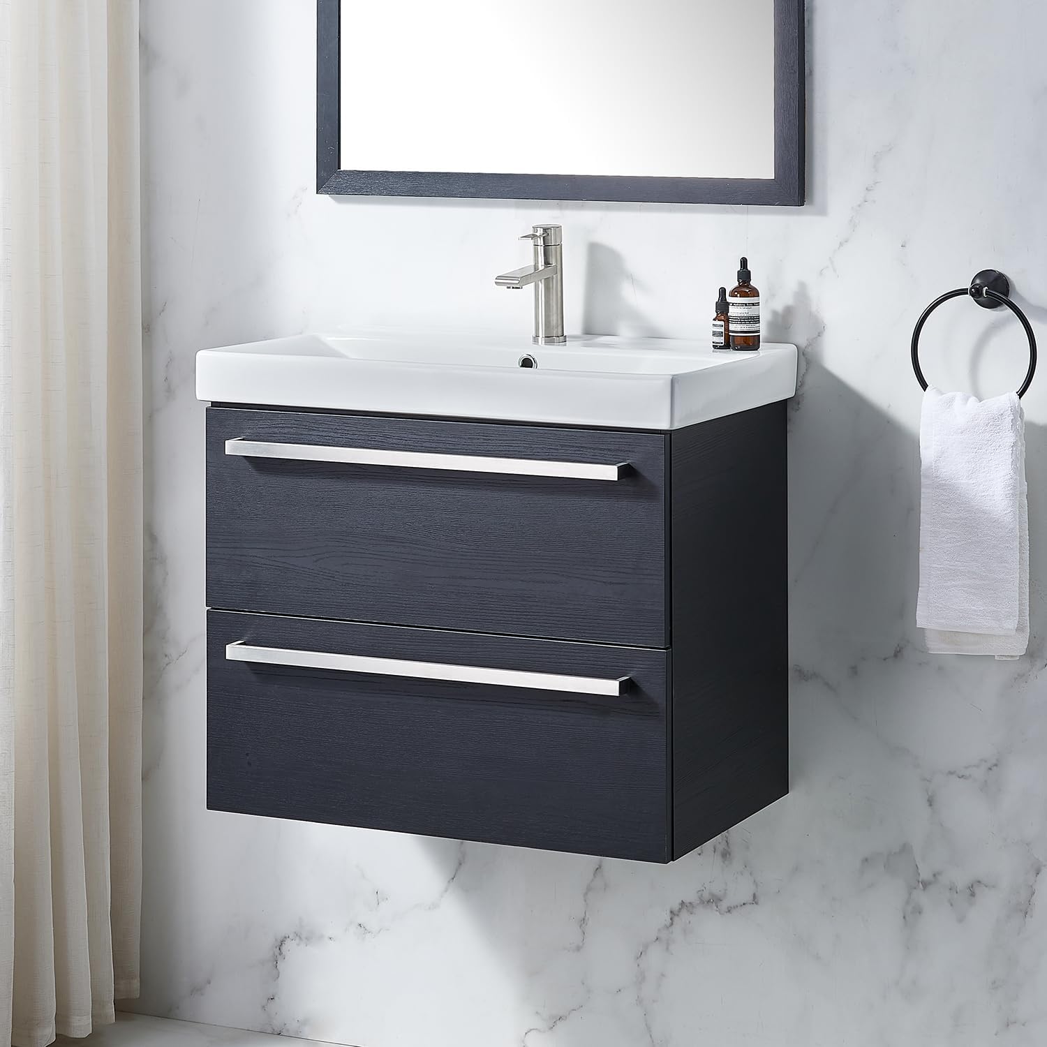 Amazon.com: Popity home 30" Floating Bathroom Vanity, Black Wall ...