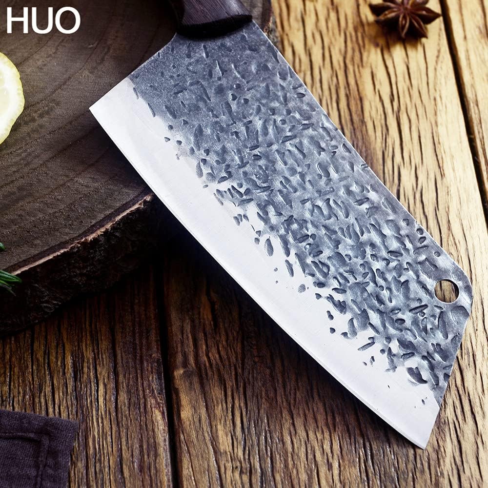 Meat Cleaver,Cleaver Knife, Handmade Forging Kitchen Knives Serbian Kiritsuke Knife Chef High-carbon Clad Steel Cleaver Filleting Slicing Knife