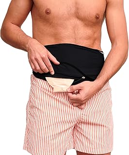 SIIL Ostomy Belt Black | Stoma Support Belt Abdomen | Sport & Swiming | Colostomy bag covers | Inner Pocket to hold Ostomy bags | (XL)