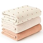 Konssy 3 Pack Muslin Swaddle Blankets for Unisex, Newborn Receiving Blanket, Large 47 x 47 inches, Soft Breathable Muslin Baby Swaddles for Boys & Girls