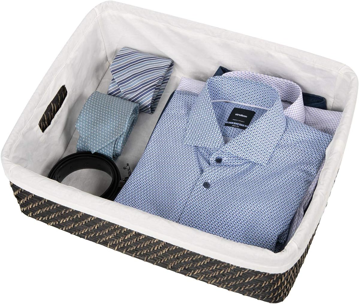 KOUBOO Rattan Shelf Basket with Liner, Black Wash