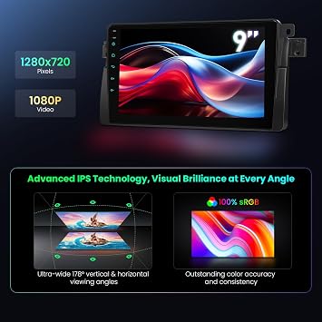 XTRONS Android 14 Car Stereo for BMW 3 Series E46 1998-2006 Rover 75 MG ZT, 9 Inch Touch Screen Car Radio GPS Navigation Bluetooth Built-in DSP Head Unit Wireless CarPlay Android Auto (4+64GB)