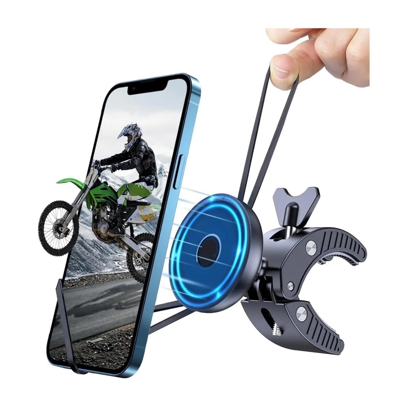 Supporto Telefono Bici Magnetico Rotante Manubrio Moto Pince Scooter Accessori Ciclismo