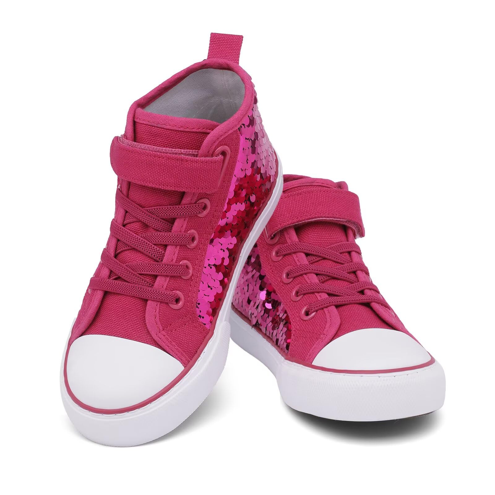 AOVOG Toddler Girls Sparkle Canvas Shoes High Top Sneakers Little Big Kids Boys Walking Cushioned Shoes Toddler 8-Big Kid 3