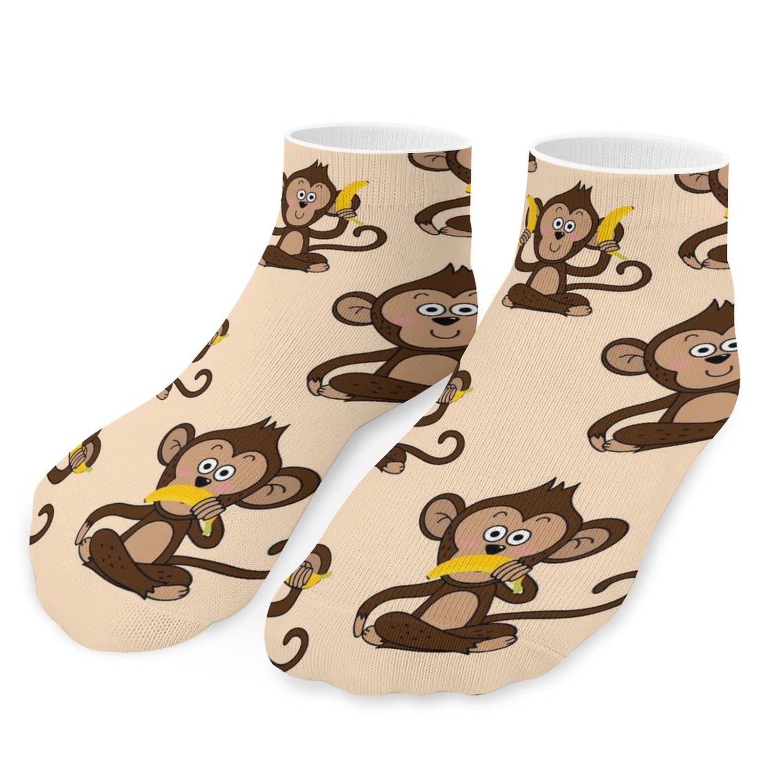 Fwjzdsp Unisex As Pic Monkey Love Banana Ankle Socks Short For Men Women Low Cut No Show