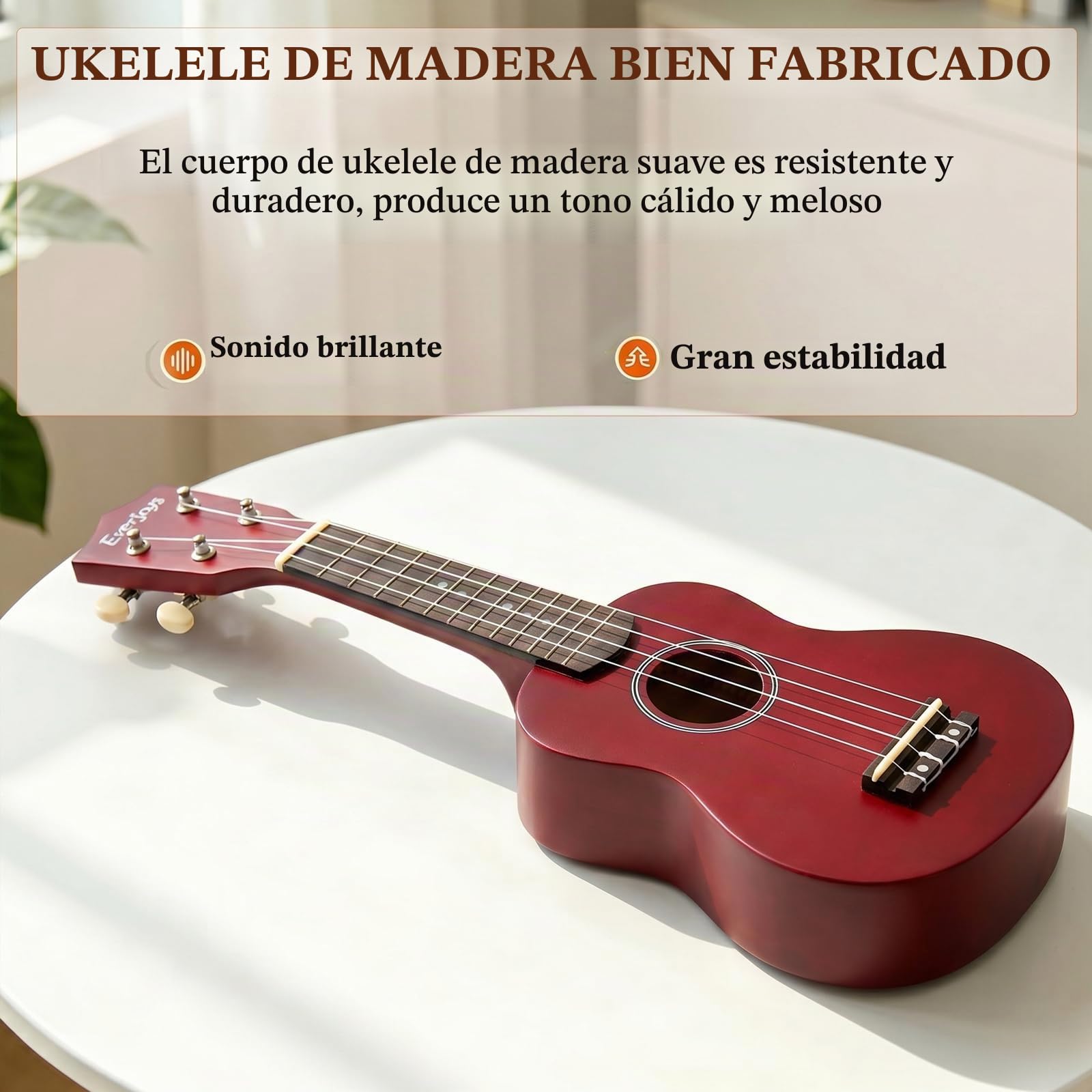 Ukelele Soprano, Principiantes Ukulele Kit 21 Pulgadas, Hawaiano Uqueleles con Bolsa, Afinador, Correa, Todo en un solo juego