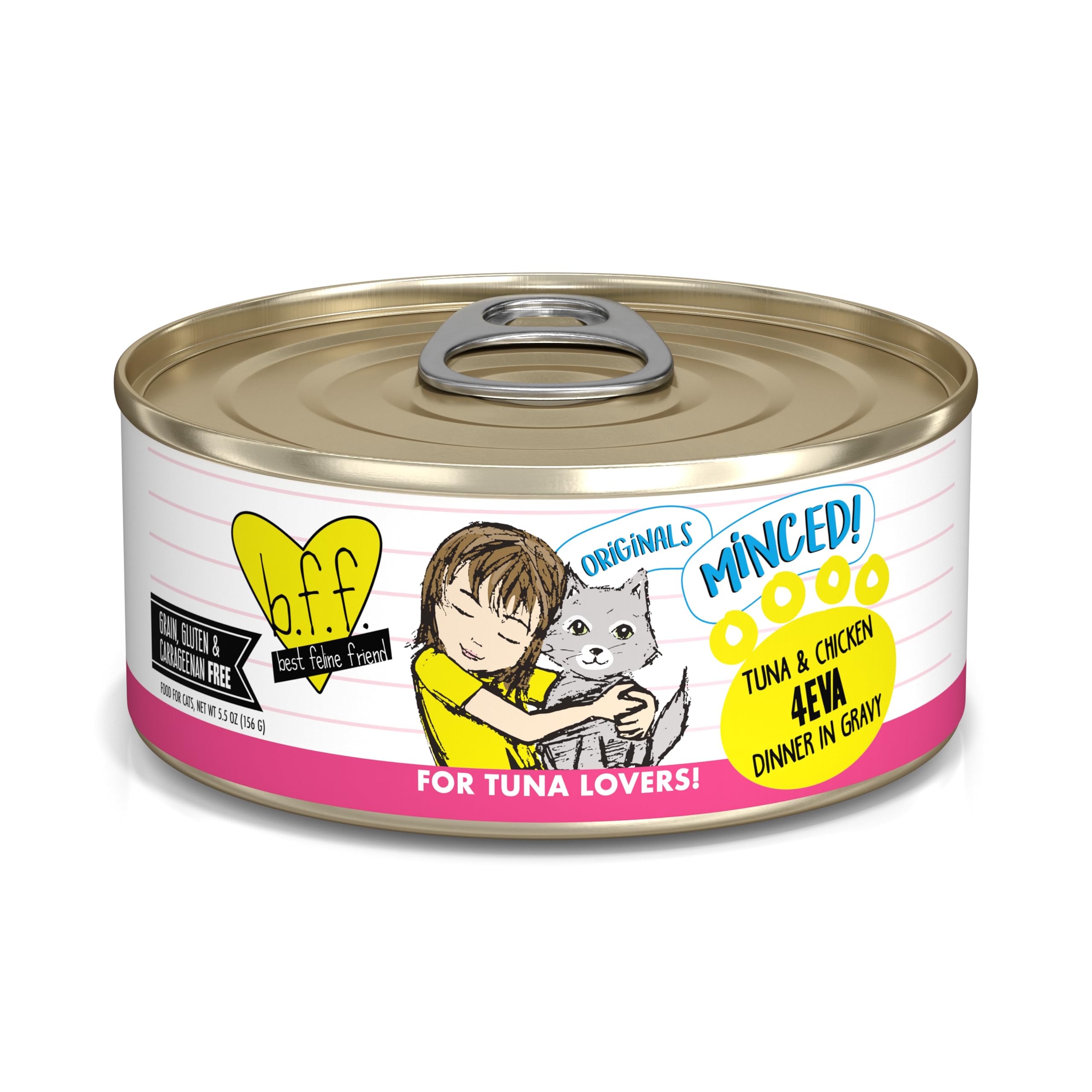 Weruva BFF Minced Natural Wet Cat Food, Tuna and Chicken 4 Eva in Gravy, 5.5oz Can, Pack of 24