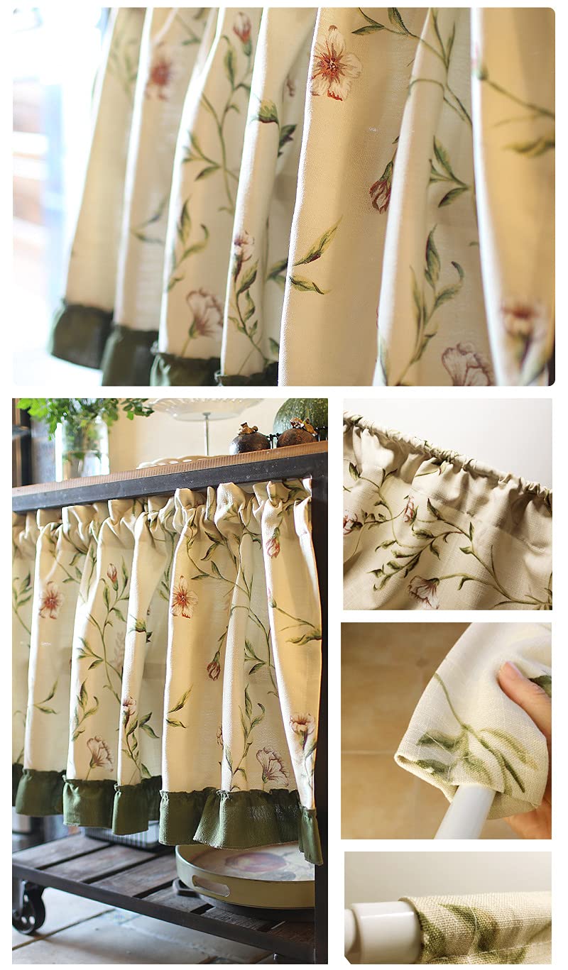 Tende da Cucina Café Floreale Tende da Cucina Breve Finestra Tenda Valance per il Bagno Soggiorno 130x80cm