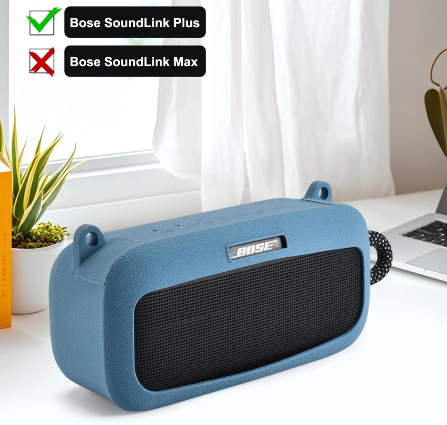 Silicone Cover Case for Bose SoundLink Plus,Protective Travel Carrying Case with Shoulder Strap for Bose SoundLink Plus (Blue)