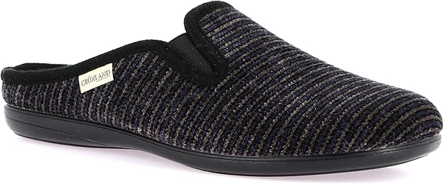 GRUNLAND CIABATTE PANTOFOLE UOMO INVERNO CI2412 LECY ANTRACITE - BORDO