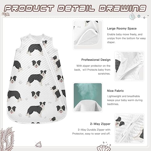 Miniatura 4 de vvfelixl Unisex Border Collie Black Baby Sleeping Bag,Baby Wearable Blanket,Babies Sleep Sack,Sleep Suit for Toddler Infant Newborn 0-6 Months