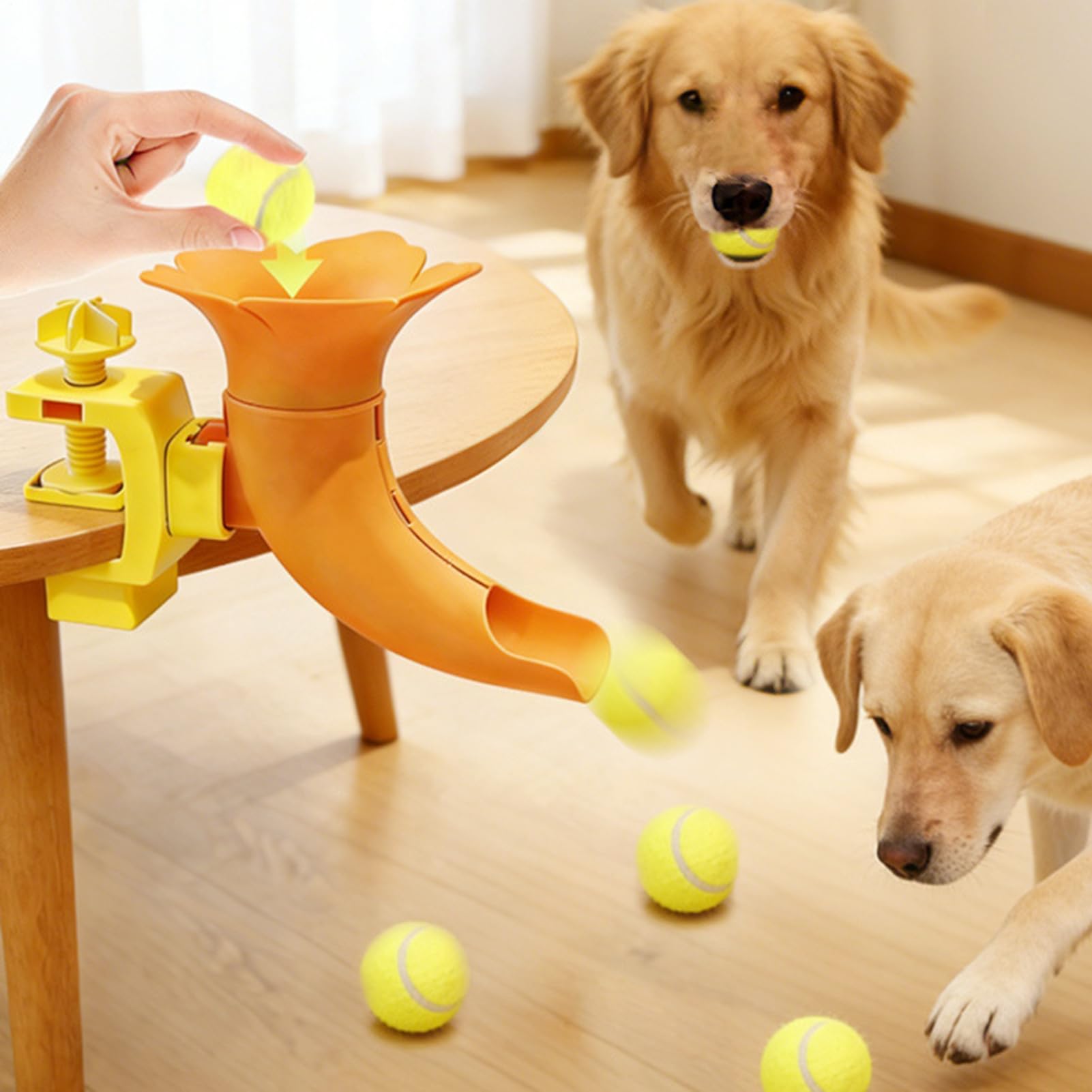 Lanceur de balle pour chiens, jouet interactif antidérapant réglable | Lanceur de balle de tennis intérieur ou extérieur – pour maison, dortoir, jardin, cour, patio, parc, pelouse