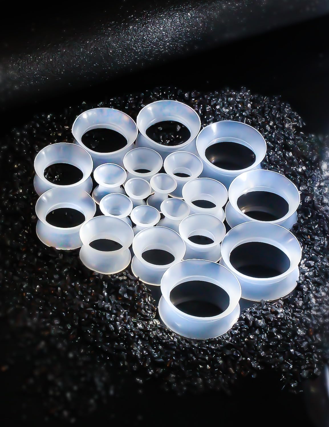 Silicone Ear Gauges Tunnels Plugs for Ears Women Men Earrings Black/Clear/White Size 4mm-20mm 6G-7/8In Double Gage Retainer Stretching Kit Starter Stretchers Expander