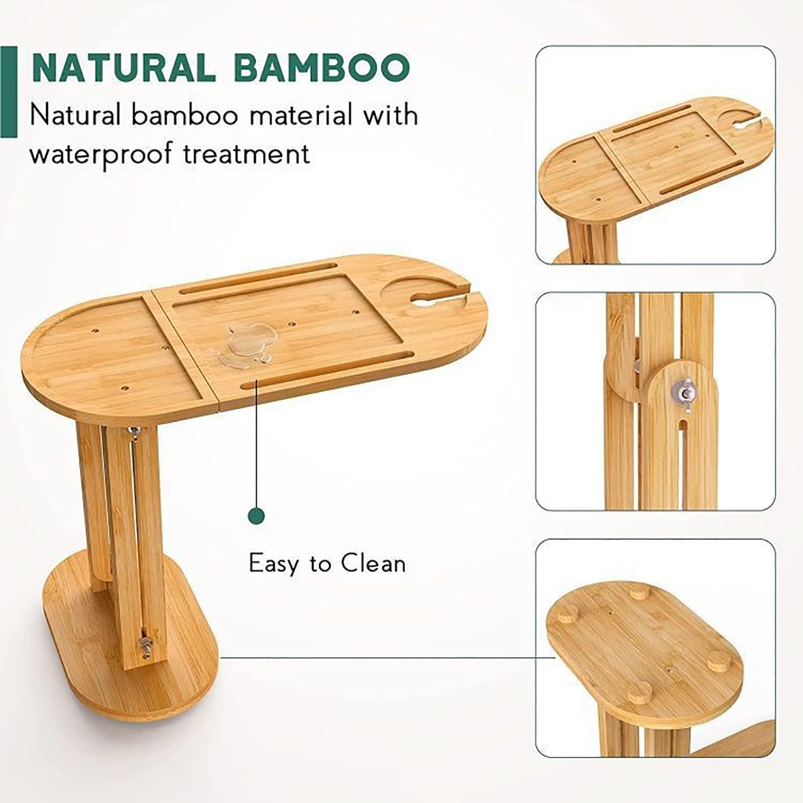 FAC Plateau de baignoire en bambou Caddy pour baignoire avec côtés