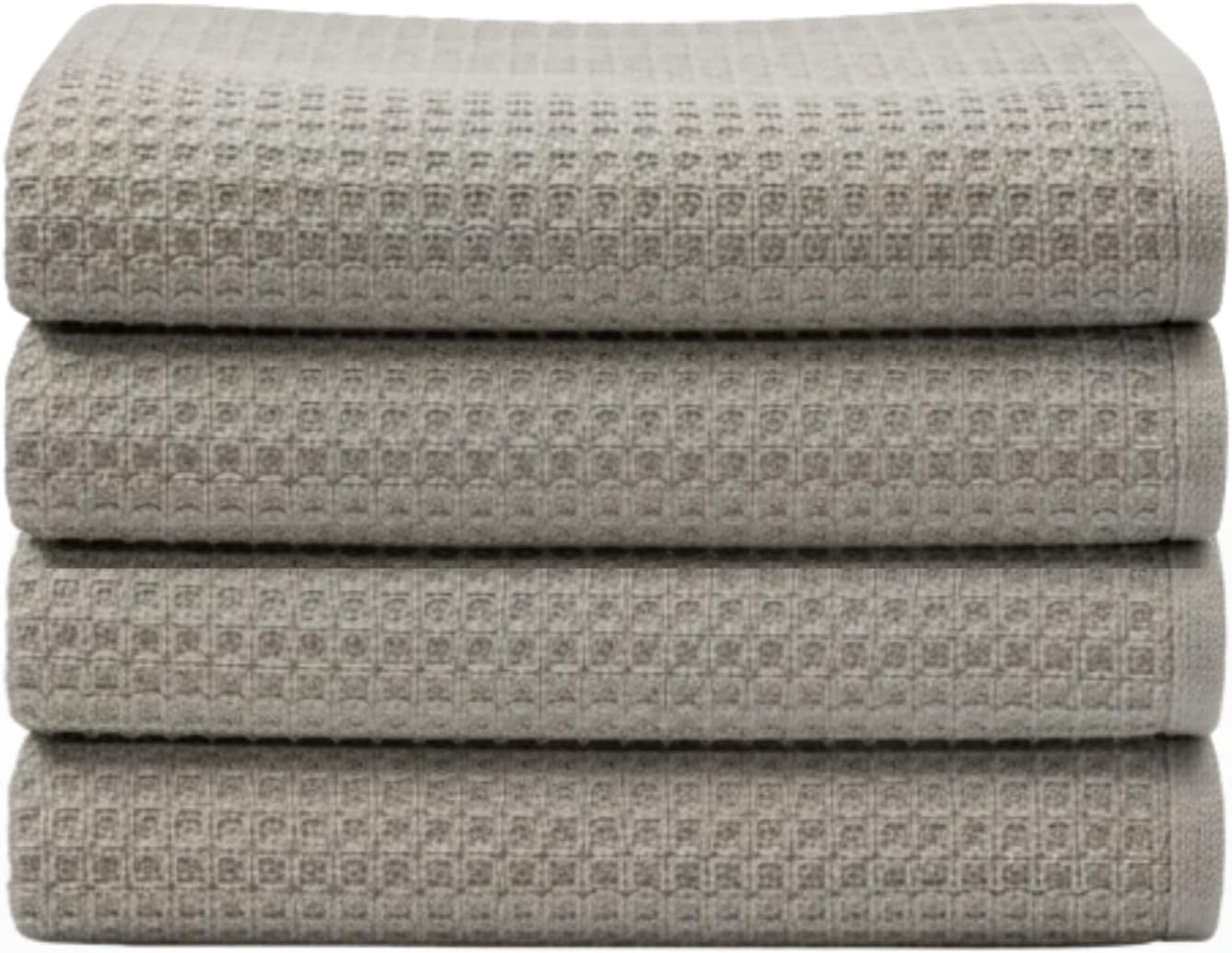 LITO LINEN AND TOWEL Waffle Weave Hand Towels – Soft, Quick-Dry & Absorbent Kitchen or Bathroom Towels for Everyday Use - 15x25 Inch, Pack of 4 Grey Cotton Towels