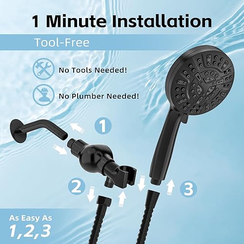 Miniatura 5 de High Pressure Filtered Shower Head with Handheld, 9 Spray Modes 4.7" Shower Head, 59" long hose, 10 Layers Filter for Hard Water, Remove Chlorine,