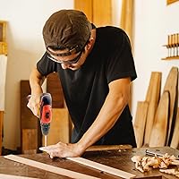 Vista 5 de Kit de herramientas naranja de 33 picce con taladro inalámbrico de 12 V, caja de herramientas con taladro, juego de taladro de mano para hombres