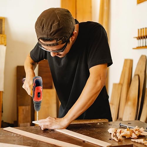 Miniatura 5 de Kit de herramientas naranja de 33 picce con taladro inalámbrico de 12 V, caja de herramientas con taladro, juego de taladro de mano para hombres