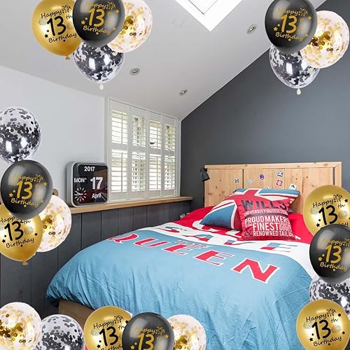 Miniatura 3 de Globos de cumpleaños número 13, paquete de 20 cintas de globos de látex de confeti de feliz cumpleaños número 13 para niños, adolescentes, fiesta de