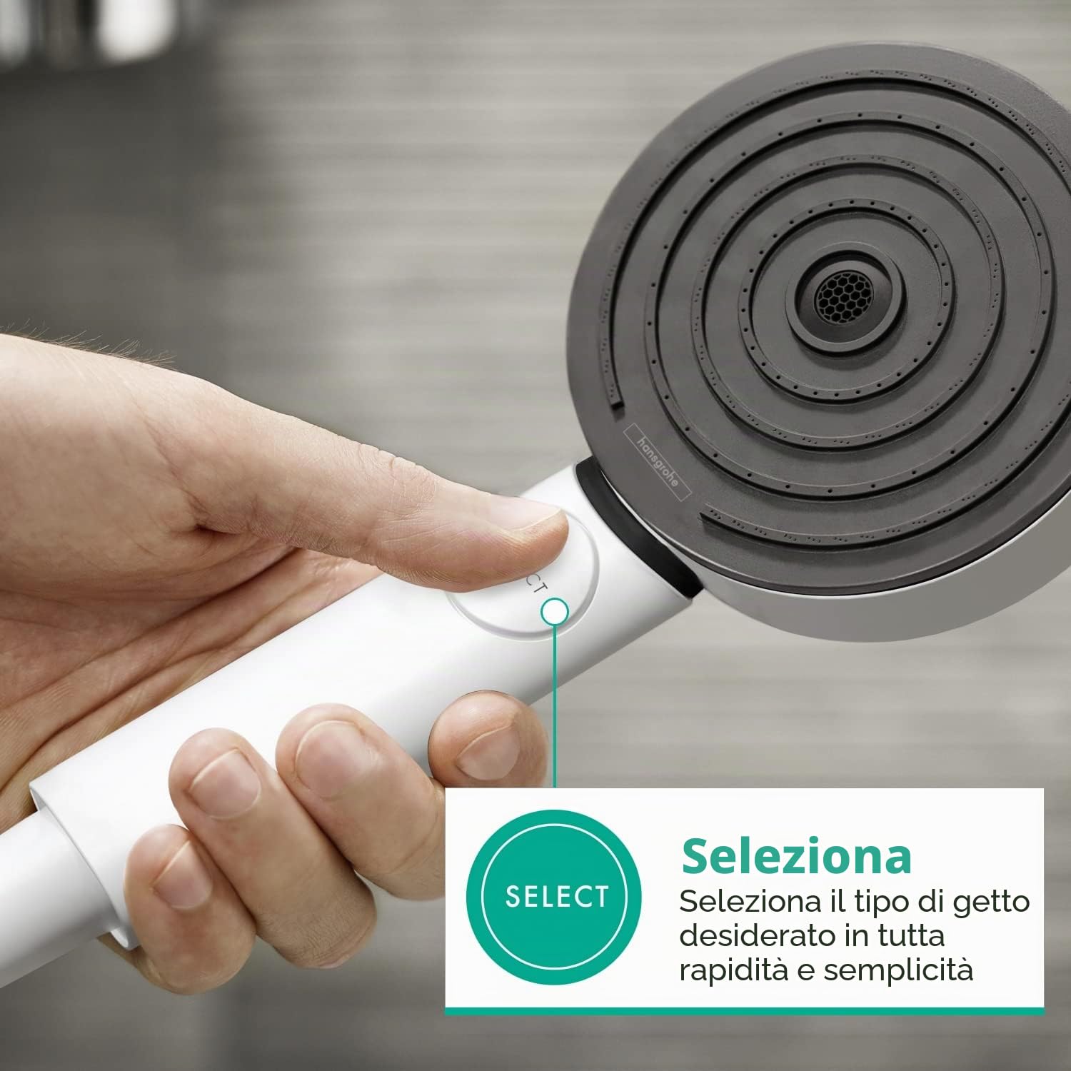 hansgrohe Pulsify Select S Doccetta 105 3 tipi di getto Active EcoSmart, bianco opaco, 24101700