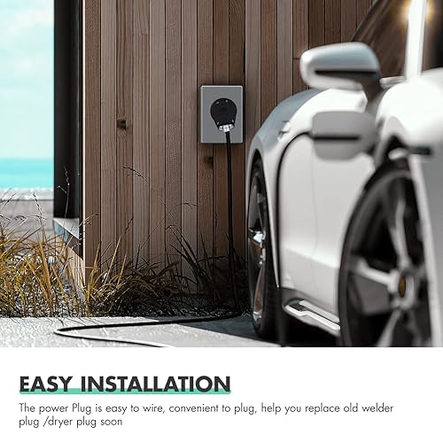 Miniatura 6 de Micmi Enchufe de hoja recta angular, enchufe angular macho de reemplazo para secador AC, enchufe para soldador NEMA 6-30P 6-50P, 50 A, 250V negro