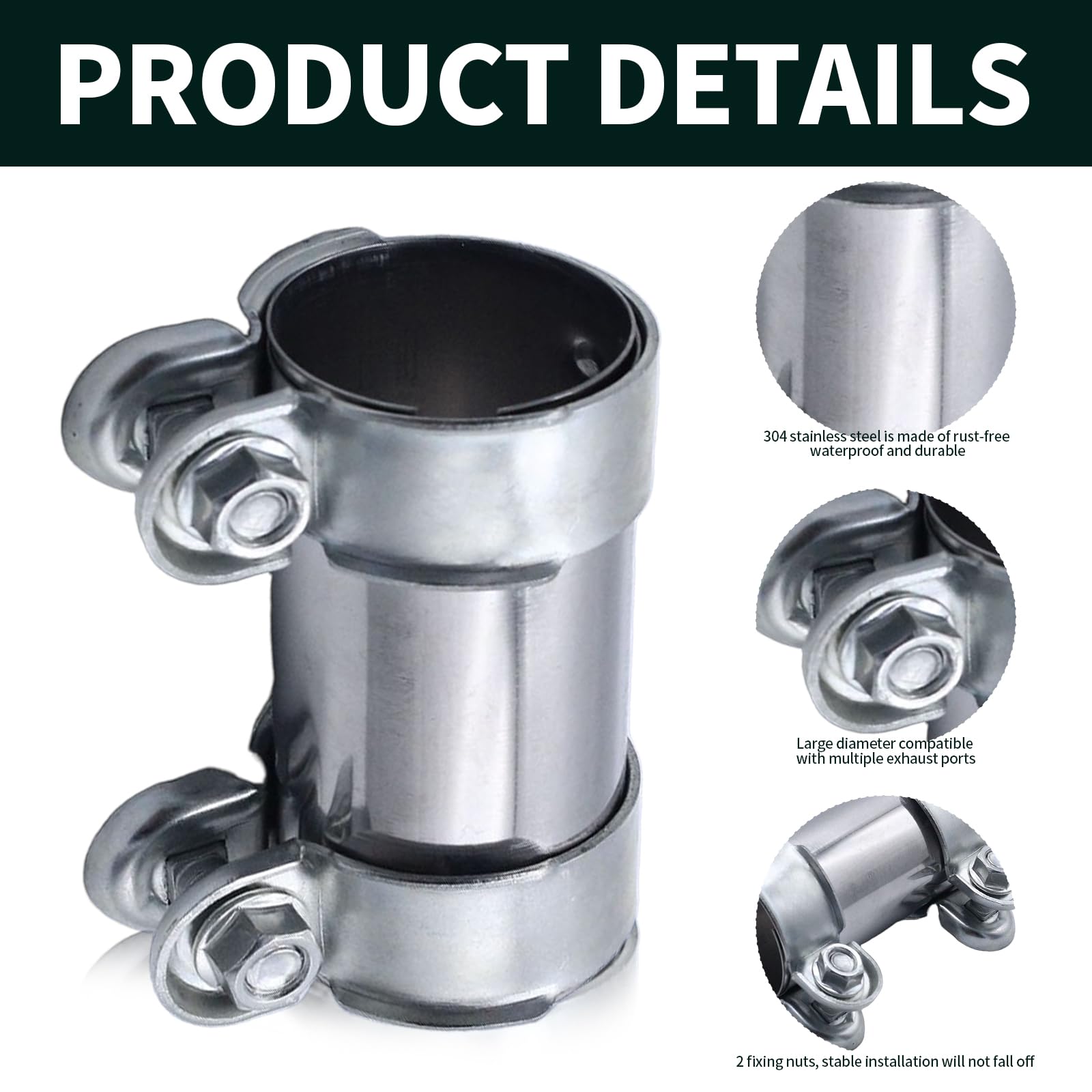 Fascetta Di Scarico Doppia Fascetta 50 Mm X 95 Mm Connettore Per Tubo Acciaio Inox Fascetta Scarico Fascetta Di Scarico Universale Resistente Alla - Foto 10