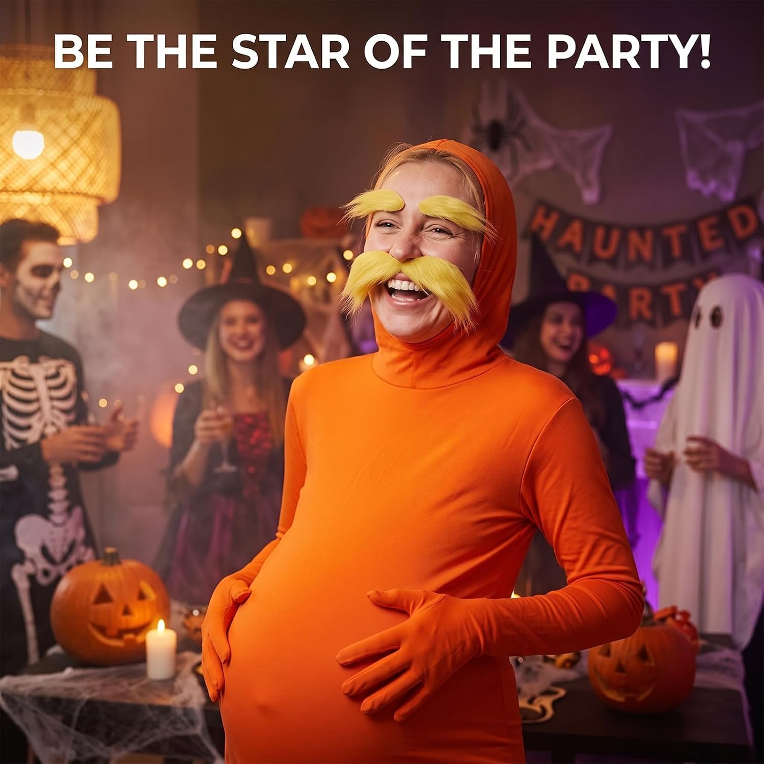 Halloween Costumes Orange Jumpsuit for Women - Stretchy Spandex Bodysuit Men Full Body Suit for Adult Cosplay Party