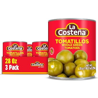 La Costena Canned Tomatillos for Mexican Food, Tomatillo Salsa, Salsa Verde, Green Enchilada Sauce, Taco Sauce, Pico de Gallo & Tomato Soup - Pickled Green Tomatoes - 28oz, 3 Pack Canned Vegetables