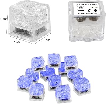 Light Up Ice Cubes for Drinks Blue, 12 PCS LED Ice Cubes Liquid Activated, Glow in The Dark Waterproof, Home Bar Supplies Summer Party Wedding Decor