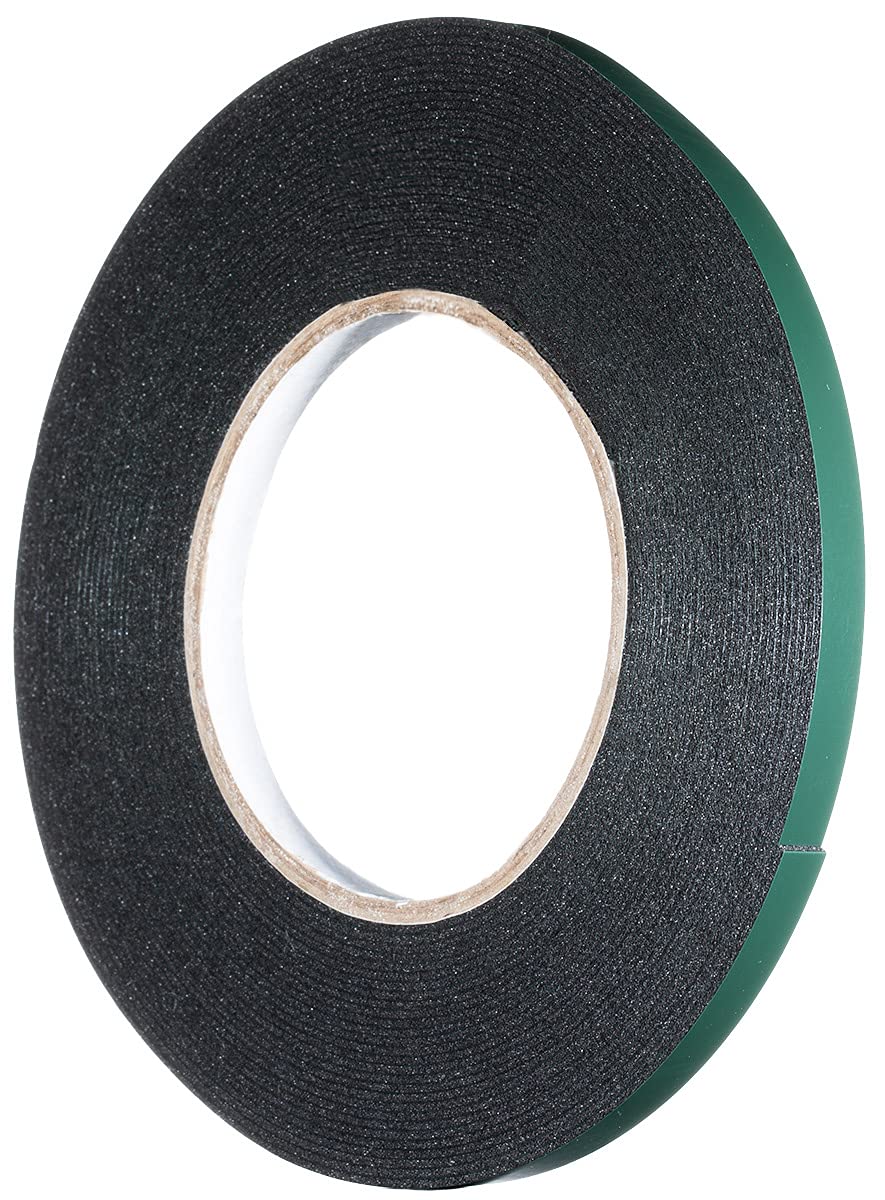 8mm x 10m Double Sided Foam Tape, Strong Sticky Adhesive Green Film Sticky Glazing Tape, PE Sponge Strip Mounting Tape, Black