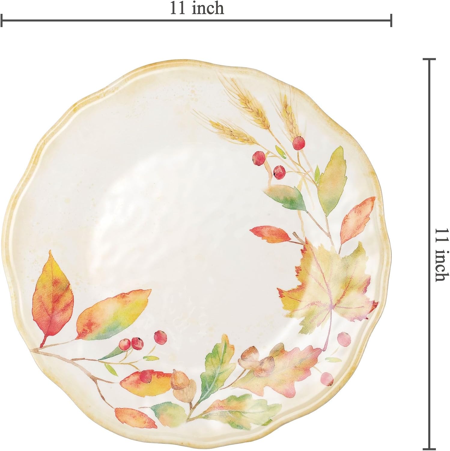 UP UPware Harvest Pumpkin Melamine Dinner Plate Set, Flower Shaped Plates for Main course, Pasta, and Salad, BPA-Free, Dishwasher Safe, Yellow, 11 Inch, Set of 6