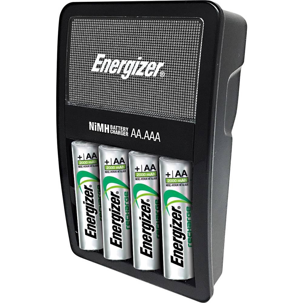 Energizer - Cargador MAXI con capacidad de 4 pilas AA y AAA, 2000 mAh, con indicador de la carga de la pila, auto-​desconexión evitando sobrecarga