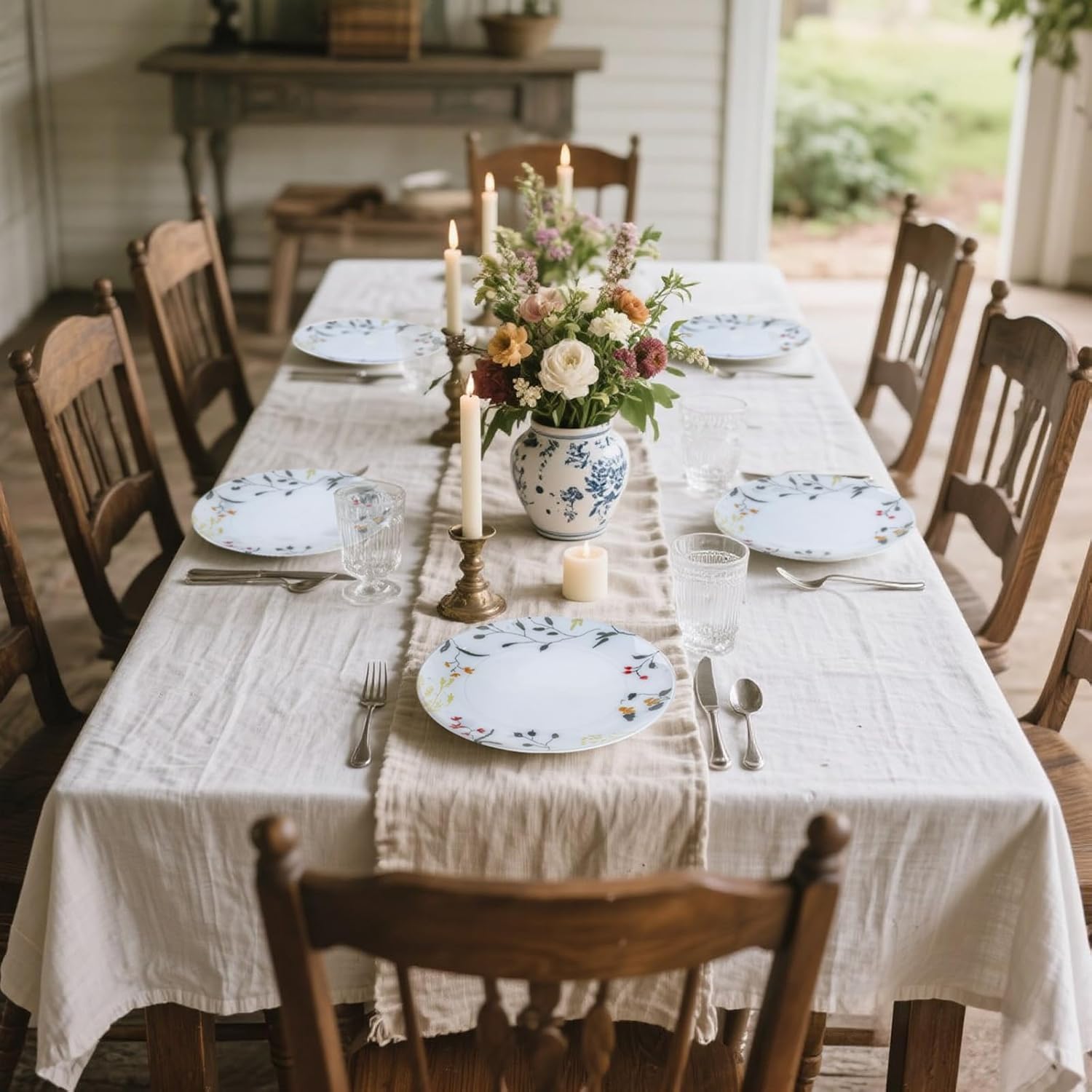 U-QE 20Pcs Wildflower Plastic Plates - Spring Floral Plates Disposable Heavy Duty, Fancy Floral Pattern Perfect for Weddings, Tea Parties, Holidays - 10.25" Dinner Plate & 7.5" Dessert Plate - Image 5