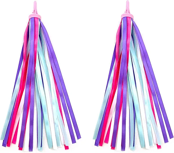 Oeyliz Kids Bike Streamers Bike Tassels for Kids Bike Accessories Bicycle Handlebar Streamers 1 Pair Scooter Handlebar Decorations Handlebar Grips Accessories for Girls and Boys