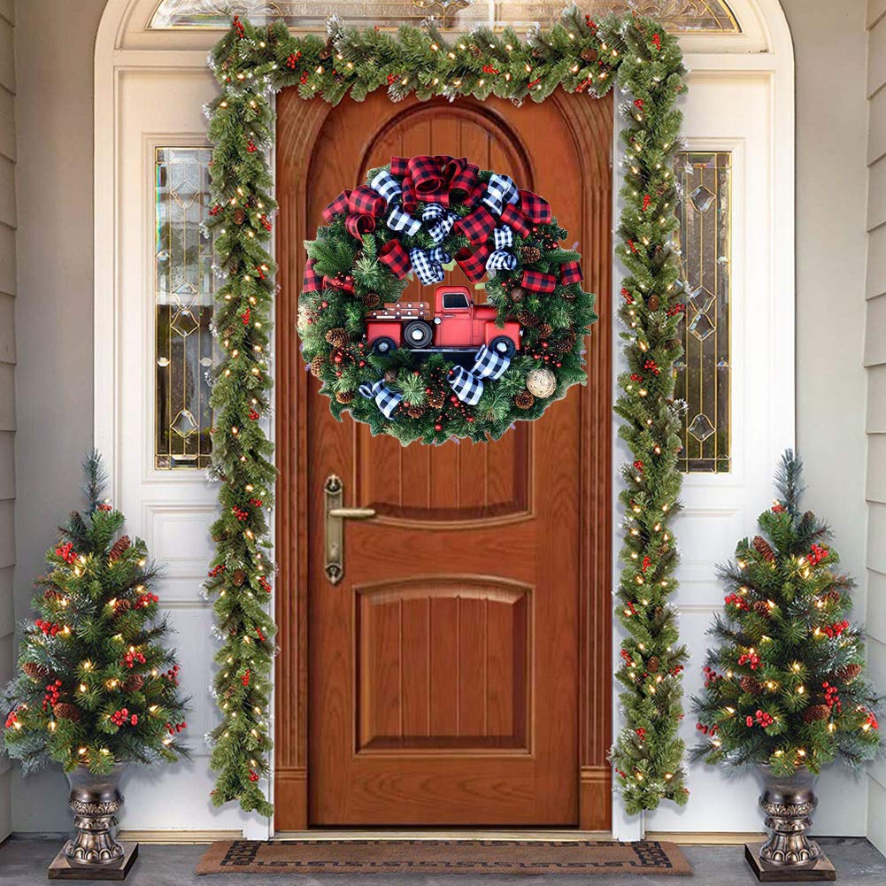 Ghirlanda Bacche E Pigne Ghirlanda Natale 30 Cm Con Palline, Bacche E Pigne - Decorazione Porta Interna Ed Esterna Decorazione Natalizia Esterna - 11