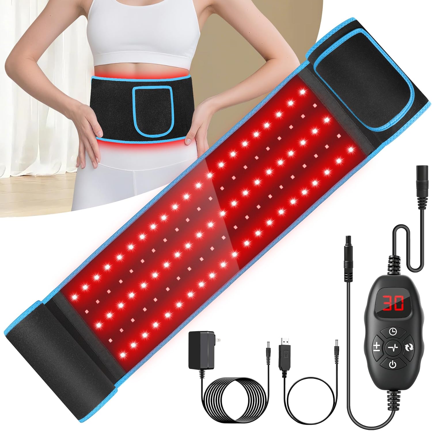 KingSom Red Light Belt, Red Light for Body,660nm & 850nm Infrared Light Wrap Belt,Red Light Device with Upgraded 3 in 1 Led Beads,Red Light Belt with Timer