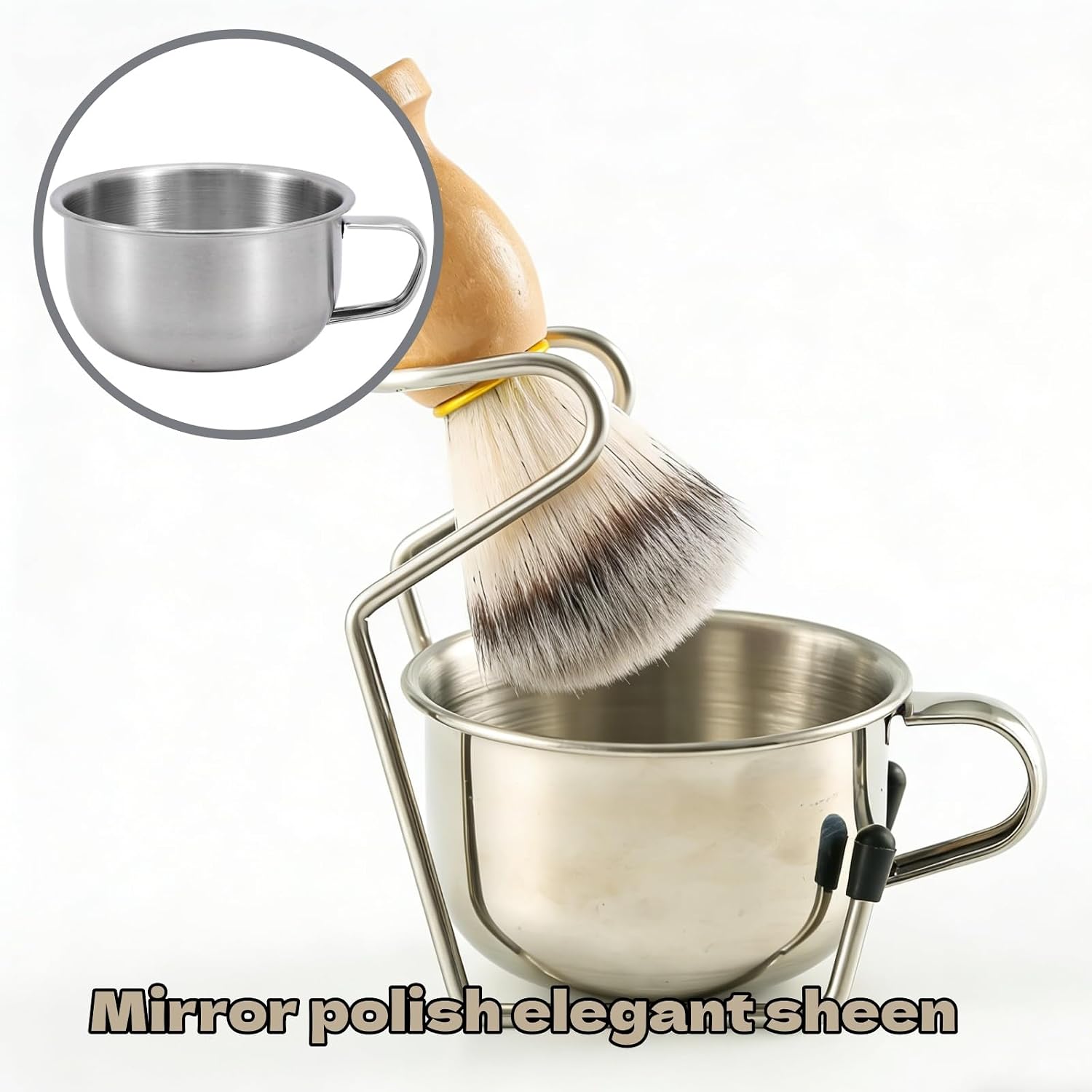 Shaving Lather Bowl 2Pcs Stainless Steel with Handle | Premium Quality, Grooming Mug, For Beard Care, Traditional Grooming Rituals
