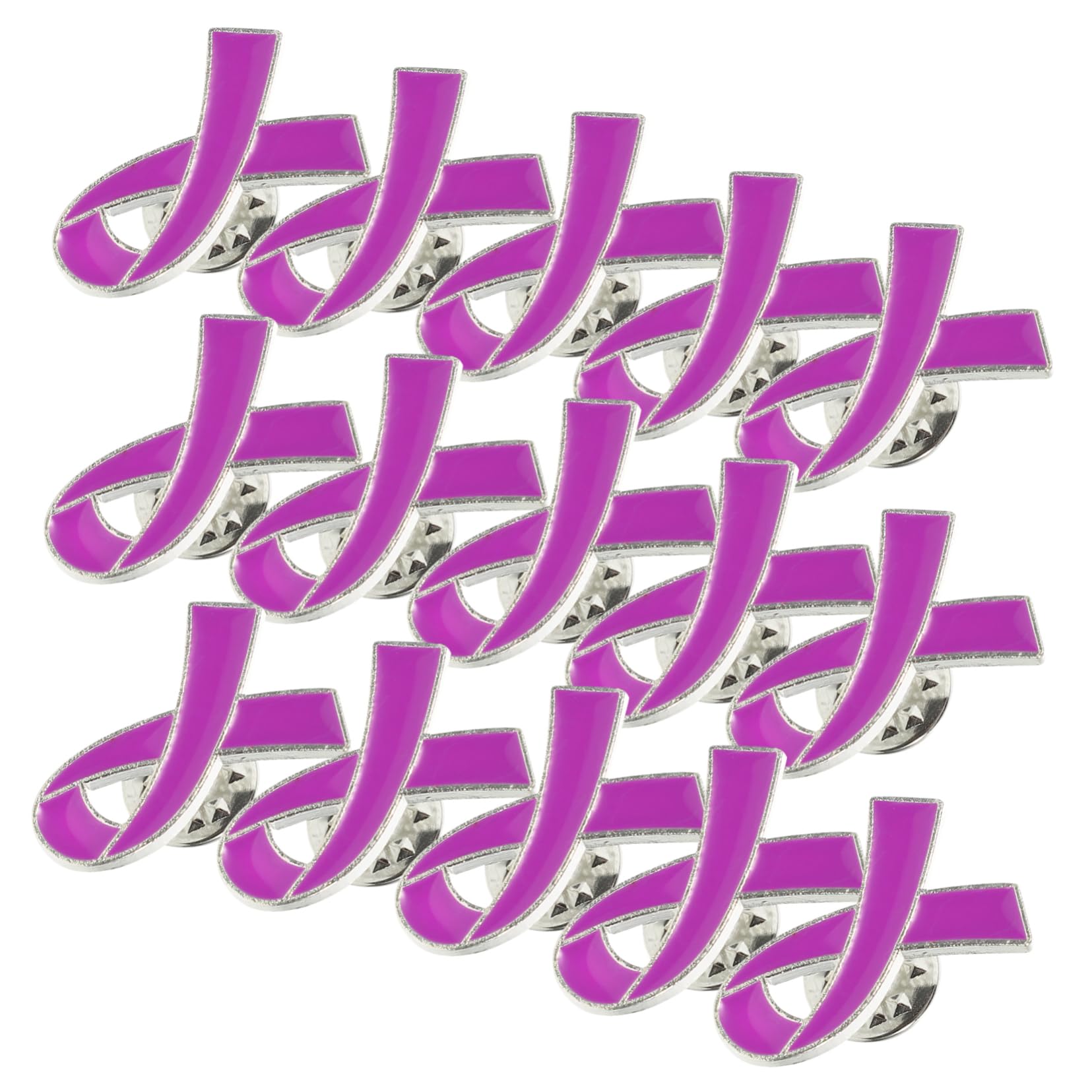 30pcs Purple Ribbon Brooches Zinc Alloy Charity Pins Anti-Violence Breastp