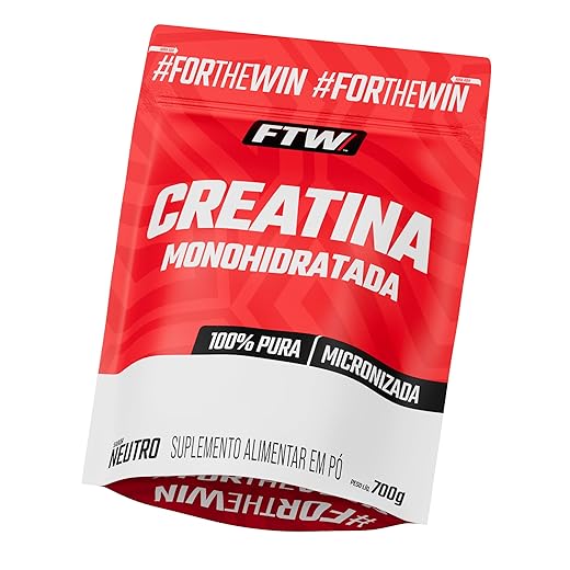 FTW Creatina Monohidratada 100% Pura - Explosão de Energia, Força e Resistência - Absorção Rápida para Ganho de Massa e Performance (Refil 700G)