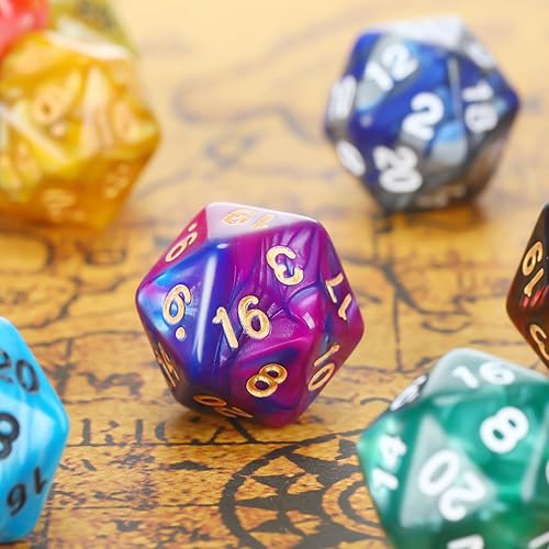 Miniatura 5 de Skylety Juego de 200 dados poliédricos con 1 bolsa negra, 20 dados de colores a granel multicolor para juegos de mesa, reunión, juegos de rol,