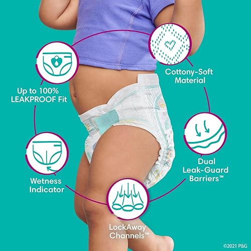 Miniatura 5 de Pampers Pull On Cruisers - Pañales desechables para bebé de ajuste de 360, tamaño 7, suministro de 2 meses (2 x 88 unidades) con toallitas sensibles