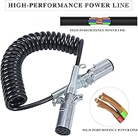 Vista 3 de Cable de 7 vías no ABS de 15 pies, en espiral cable negro tapones de zinc fundido a presión