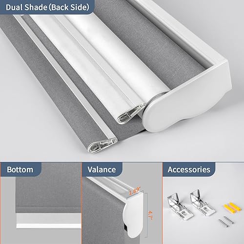 Vista 52 de Persiana enrollable doble día y noche persianas de ventana dobles Blackout y filtrado de luz Tela personalizada de tamaño personalizado Tela