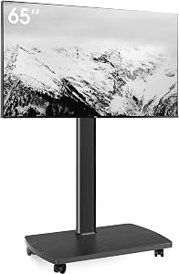 AOKCOS Rolling TV Stand for 32-65 in TVs Holds up to 88lbs-Max Vesa 400 x 400mm-Mobile TV Floor Stand with 8 Level Height Adjustment-60 Degree Swivel TV Stands for Living Room