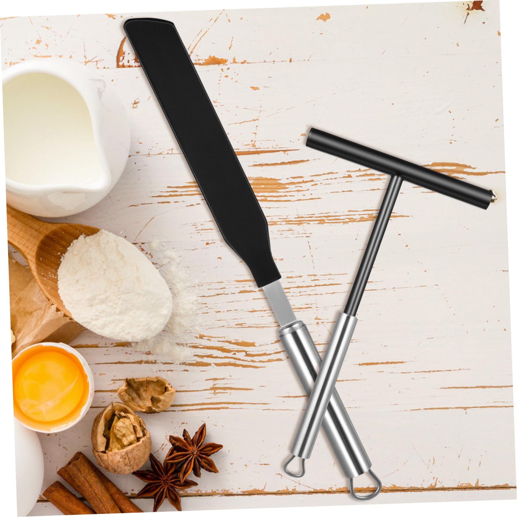 Set de Spatules Cuisine en Acier Inoxydable, 1 Pièce pour Pâtisserie | Argenté, Réutilisable et Sûr pour Aliments, Nylon et Acier Inoxydable, Usage Boulangerie et Hôtel